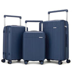 Set de 3 valises rigides ABS+PC bleu 20/24/28 pouces