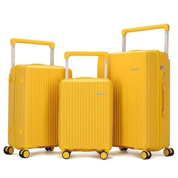 Set de 3 valises rigides ABS+PC jaune 20/24/28 pouces
