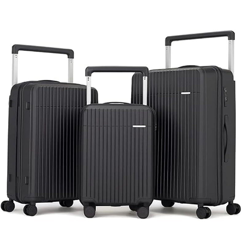 Set de 3 valises rigides ABS+PC noir 20/24/28 pouces