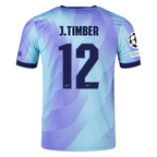 adidas Arsenal Authentic Jurrien Timber Third Jersey w/ Champions League Patches 24/25 (Clear Aqua/Light Flash Purple)