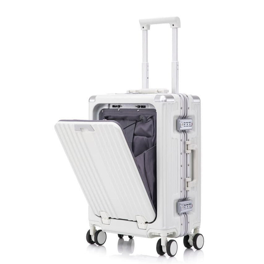Roues silencieuses à 360 degrés avec frein intégré sur valise aluminium