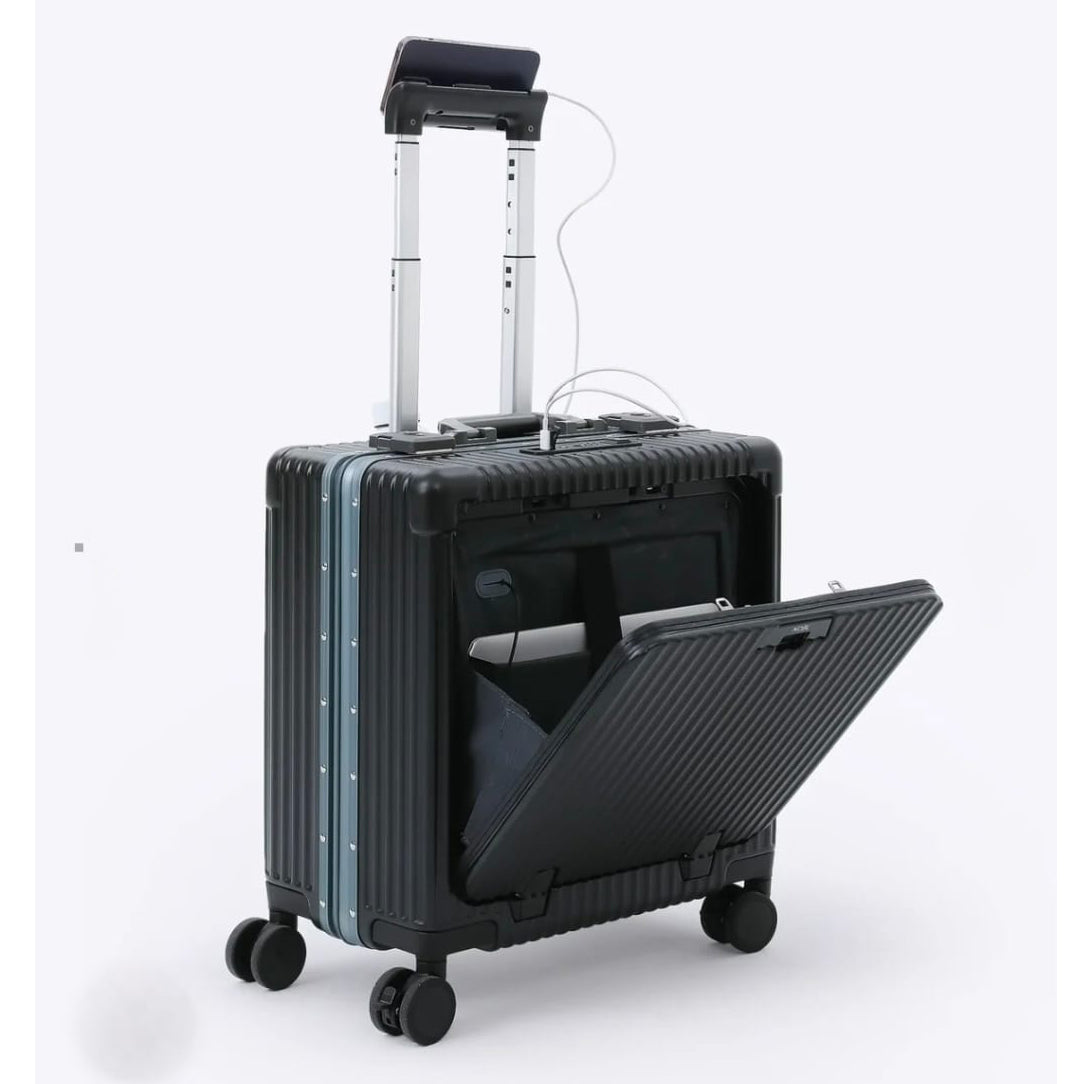 Valise Cabine Intelligente avec Port PC, Port USB, Support Téléphone et Porte-Gobelet Intégré
