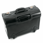 Valise rétro en cuir véritable à roulettes – Style pilote & hôtesse de l’air