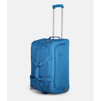 Valise souple à roulettes bleue taille cabine 52 cm sur fond blanc