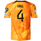 Nike Netherlands Virgil Van Dijk Home Match Authentic Jersey w/ Euro Qualifying Patches 22/23 (Laser Orange/Black)
