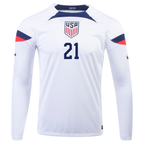 Nike United States Timothy Weah Home Long Sleeve Jersey 22/23 (White/Loyal Blue)