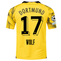 Puma Mens Borussia Dortmund Marius Wolf Third Jersey w/ Champions League Patches 23/24 (Cyber Yellow/Puma Black)