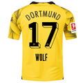 Puma Mens Borussia Dortmund Marius Wolf Third Jersey w/ Bundesliga Patch 23/24 (Cyber Yellow/Puma Black)