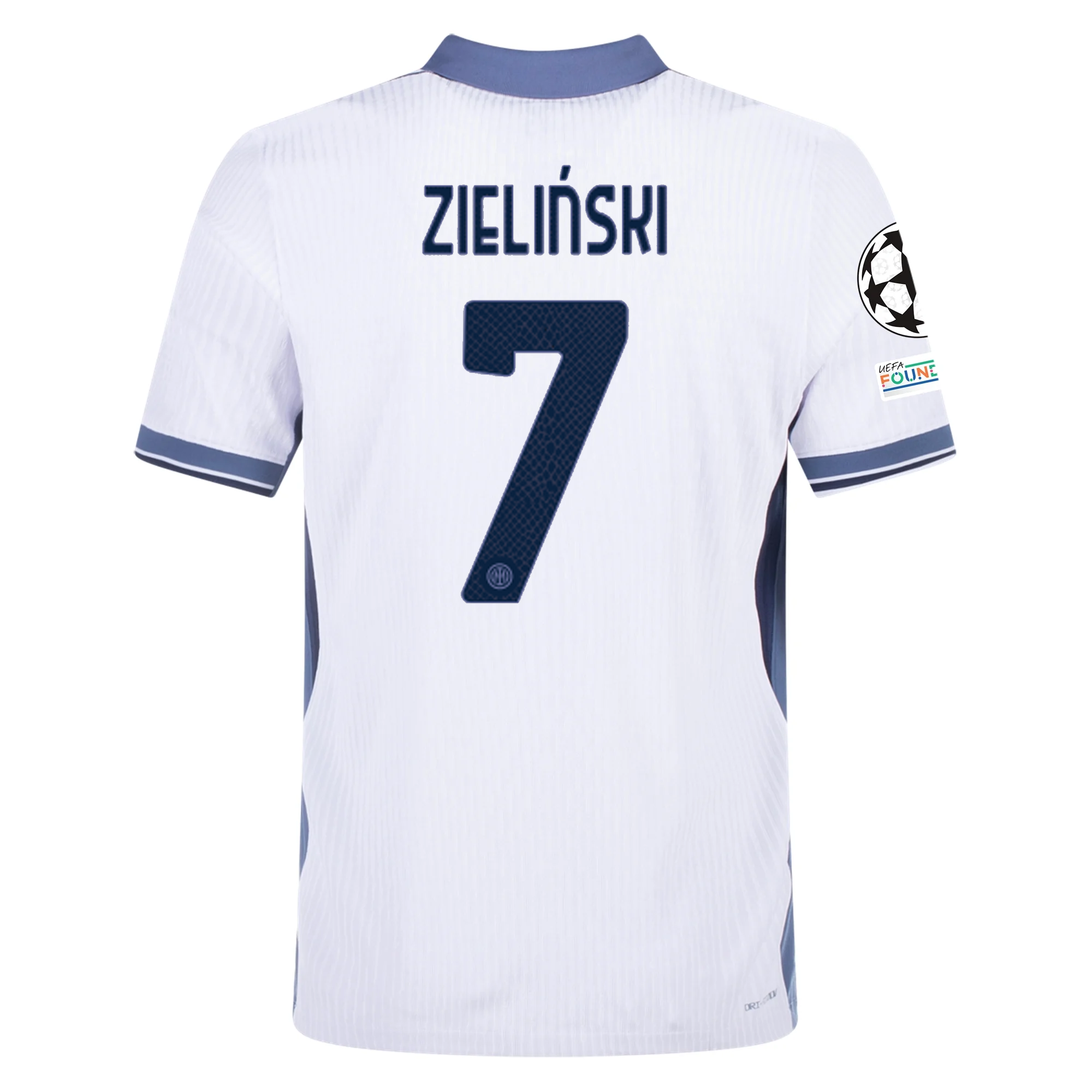 Nike Inter Milan Authentic Piotr Zieliński Away Jersey w/ Champions League + Scudetto Patch 24/25 (White/Silver)