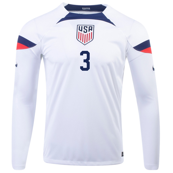 Nike United States Walker Zimmerman Home Long Sleeve Jersey 22/23 (White/Loyal Blue)